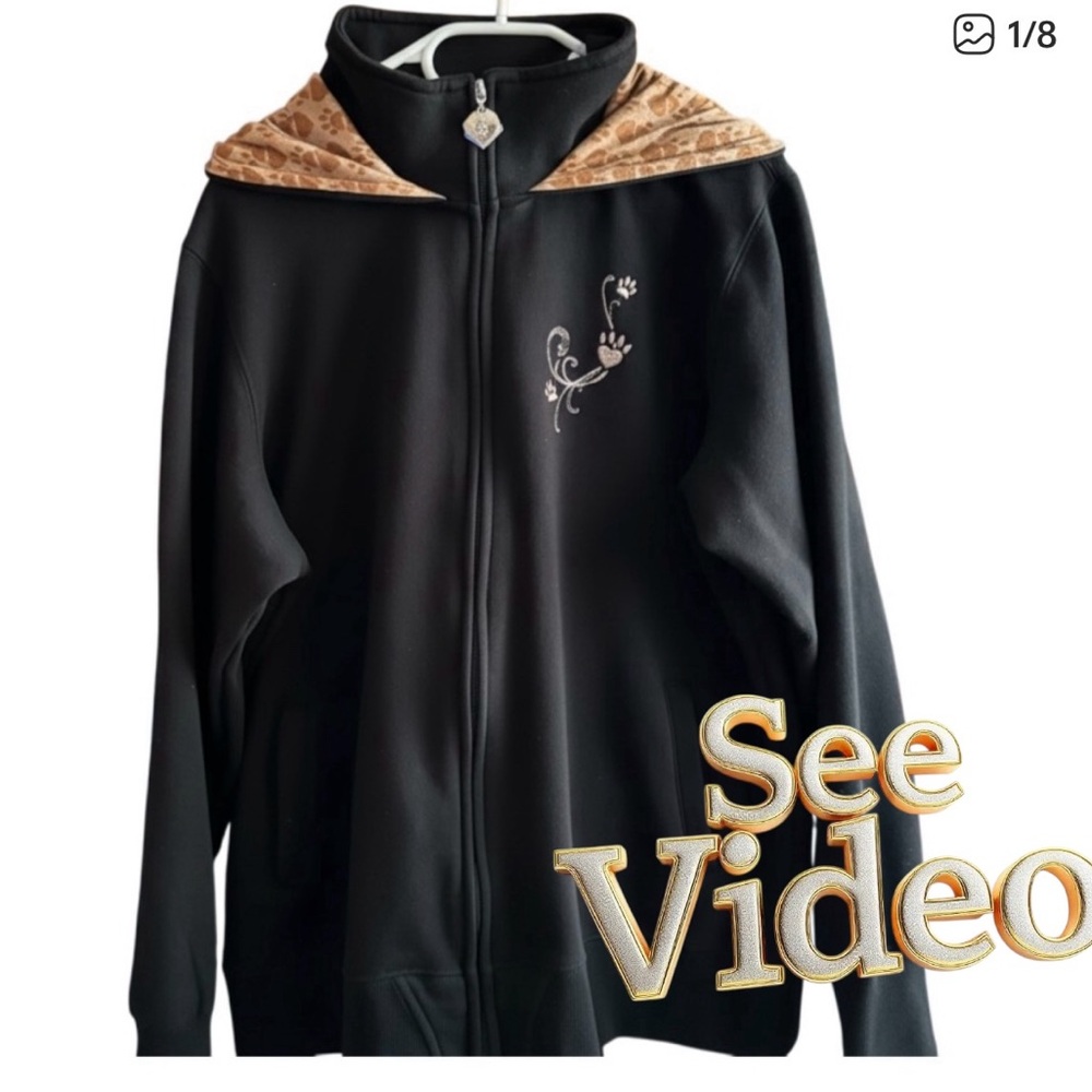 BRADFORD EXCHANGE Black Mysticool Cat Hoodie
